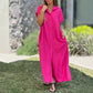 Robe chemise ample boutonnée décontractée pour femme avec fente latérale