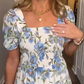 Robe élégante imprimée pour femme à col carré