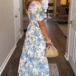 Robe élégante imprimée pour femme à col carré