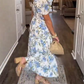 Robe élégante imprimée pour femme à col carré