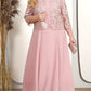 Robe femme unie avec veste en dentelle brodée