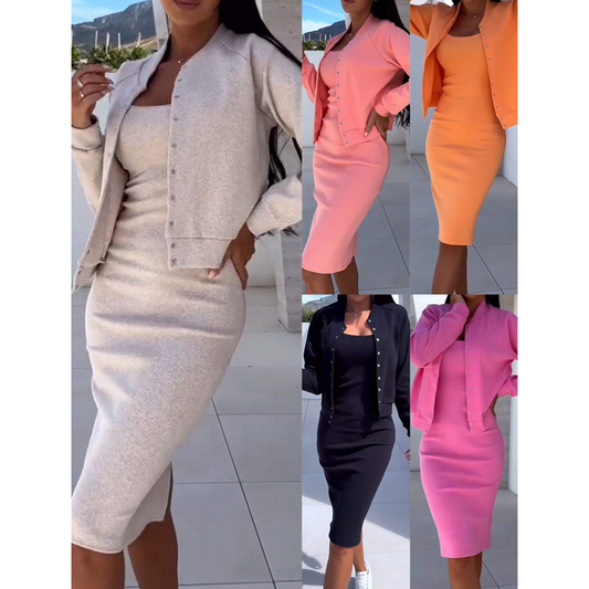 Ensemble robe et veste bodycon à bretelles spaghetti