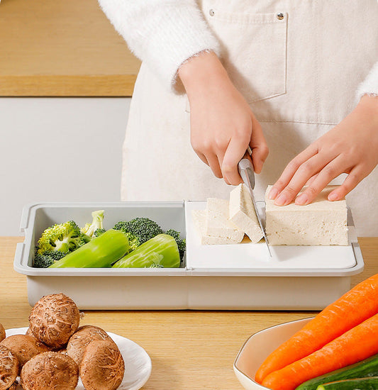 🍳Vente flash🔥Planche à découper multifonctionnelle avec râpe et égouttoir