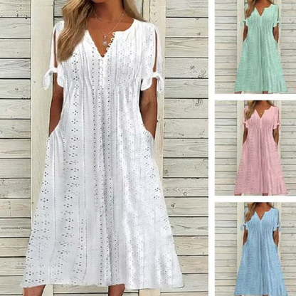 Robe élégante à col en V et découpe pour femme
