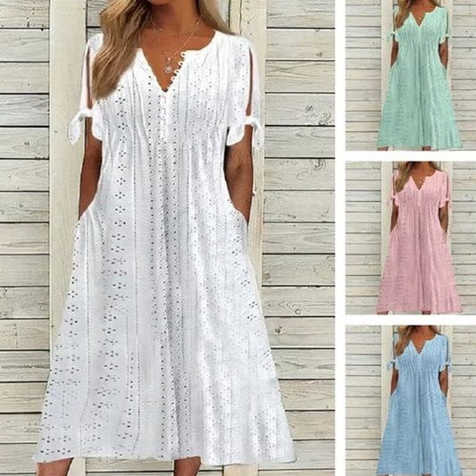 Robe élégante à col en V et découpe pour femme