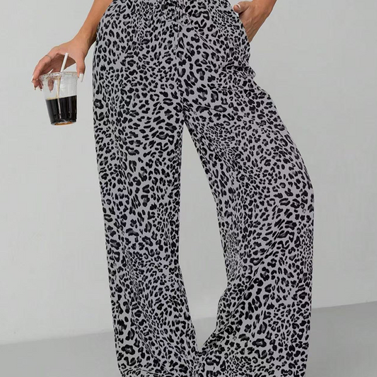 🍉🍉Pantalon large à imprimé léopard à la mode pour femme