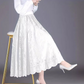 👗Jupe plissée taille haute – Coupe trapèze avec dentelle et détails transparents💕