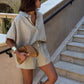 Chemise-short boutonnée à rayures pour femme Taoz