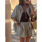 Chemise-short boutonnée à rayures pour femme Taoz