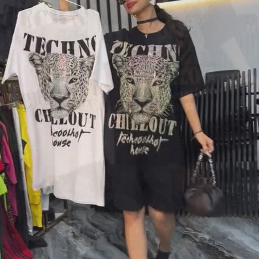 🔥Nouvelle vente à chaud❤️‍🔥 Robe t-shirt oversize à paillettes pour femmes