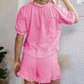 ✨Ensemble 2 pièces femme – T-shirt zippé & short à volants, tendance été !