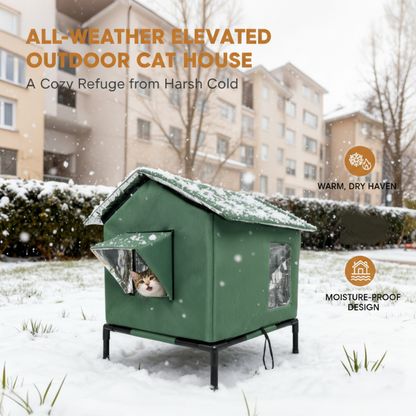 🐱🏡 -50% ! 🌿 Maison pour Chat Extérieure Surélevée Toutes Saisons – Oxford & Aluminium Thermique, Impérméable & Pliable.