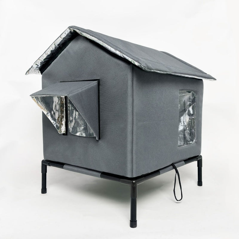 🐱🏡 -50% ! 🌿 Maison pour Chat Extérieure Surélevée Toutes Saisons – Oxford & Aluminium Thermique, Impérméable & Pliable.