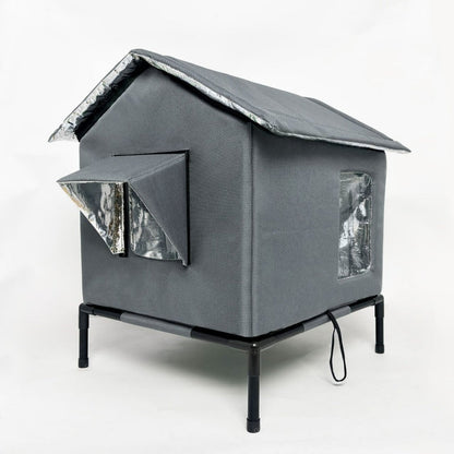 🐱🏡 -50% ! 🌿 Maison pour Chat Extérieure Surélevée Toutes Saisons – Oxford & Aluminium Thermique, Impérméable & Pliable.