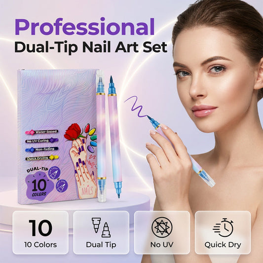 🥳2026 HOT SALE🥳💅50K+ SOLD! 🎉10-Color Dual-Tip Nail Art Marker Pen Set
