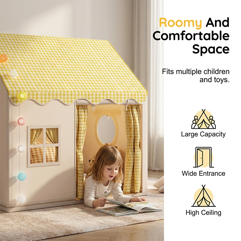 🏰 LIMITED-TIME DISCOUNT!! ✨ Dream Play Tent for Kids – Fairy Lights, Roomy Interior, Gingham Style 🌟
