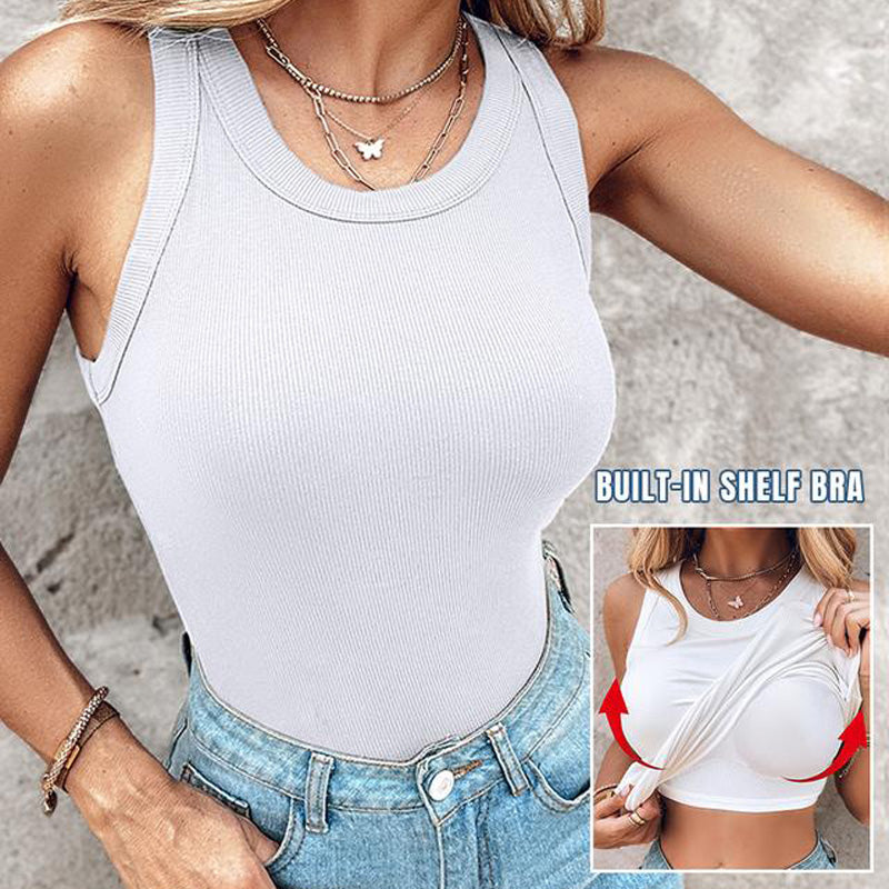 🔥Special Price ￡22.99!!🔥Women's Ribbed Tank Top with Shelf Bra