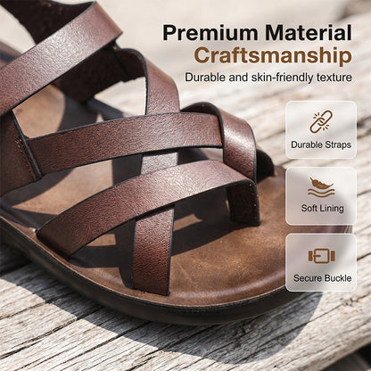 ☀️ LIMITED TIME 50% OFF! Men’s Adjustable Roman Sandals – Soft Flexible Sole, Secure Buckle Fit and Versatile Summer Style
