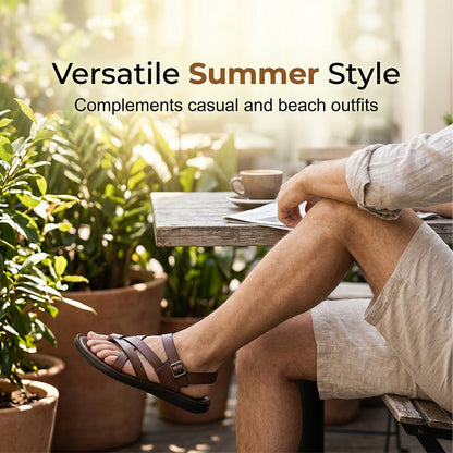 ☀️ LIMITED TIME 50% OFF! Men’s Adjustable Roman Sandals – Soft Flexible Sole, Secure Buckle Fit and Versatile Summer Style