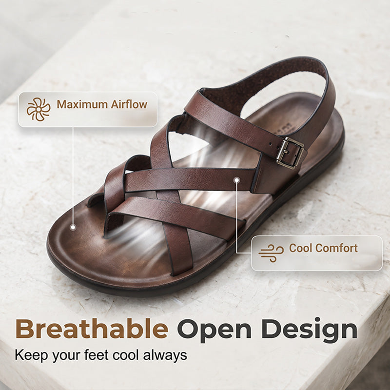 ☀️ LIMITED TIME 50% OFF! Men’s Adjustable Roman Sandals – Soft Flexible Sole, Secure Buckle Fit and Versatile Summer Style