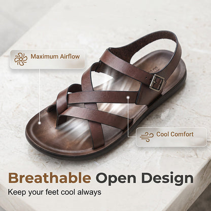 ☀️ LIMITED TIME 50% OFF! Men’s Adjustable Roman Sandals – Soft Flexible Sole, Secure Buckle Fit and Versatile Summer Style