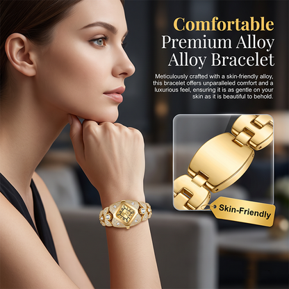 📢📢 -50% ! ⏰Montre à quartz pour femme – Cadran en losange et strass, bracelet alliage.