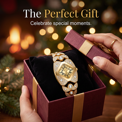 📢📢 -50% ! ⏰Montre à quartz pour femme – Cadran en losange et strass, bracelet alliage.