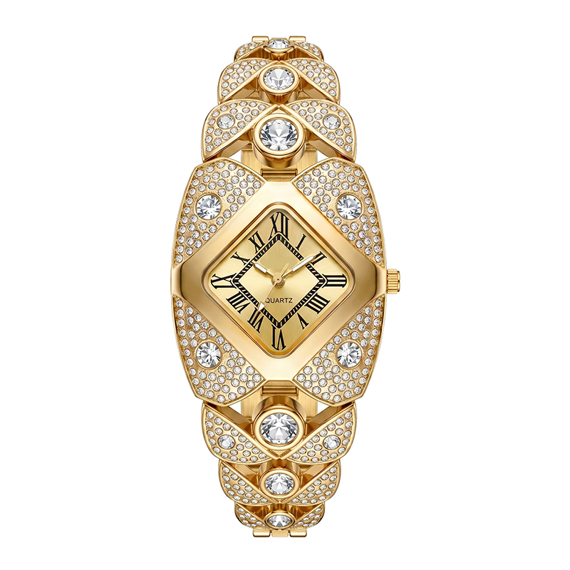 📢📢 -50% ! ⏰Montre à quartz pour femme – Cadran en losange et strass, bracelet alliage.