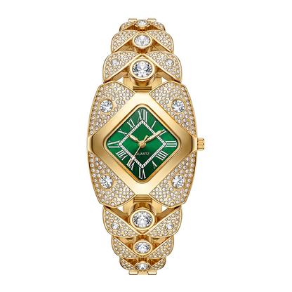 📢📢 -50% ! ⏰Montre à quartz pour femme – Cadran en losange et strass, bracelet alliage.