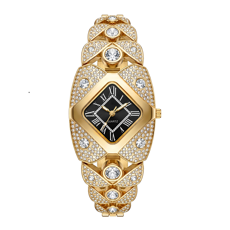 📢📢 -50% ! ⏰Montre à quartz pour femme – Cadran en losange et strass, bracelet alliage.