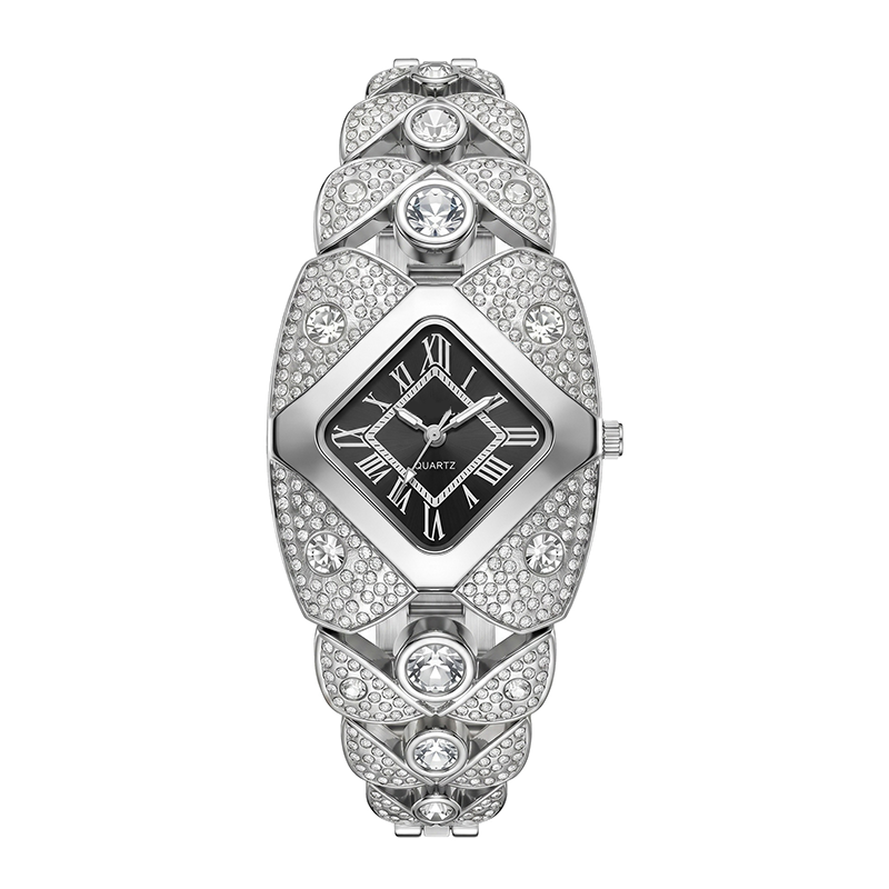📢📢 -50% ! ⏰Montre à quartz pour femme – Cadran en losange et strass, bracelet alliage.