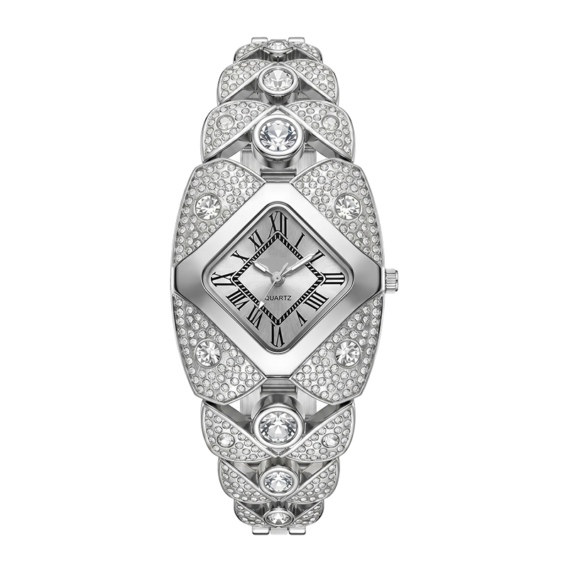 📢📢 -50% ! ⏰Montre à quartz pour femme – Cadran en losange et strass, bracelet alliage.