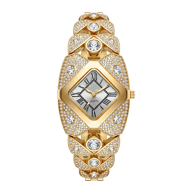 📢📢 -50% ! ⏰Montre à quartz pour femme – Cadran en losange et strass, bracelet alliage.