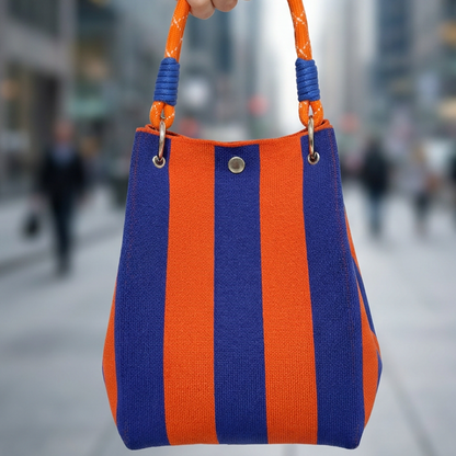 🏆👜 Limited Time Special Price ￡8.99!!✨ Boho Striped Knit Bucket Handbag for Women – Handmade Summer Beach Shoulder Bag