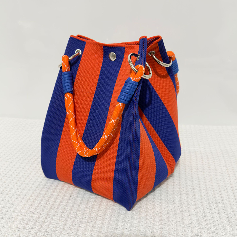 🏆👜 Limited Time Special Price ￡8.99!!✨ Boho Striped Knit Bucket Handbag for Women – Handmade Summer Beach Shoulder Bag