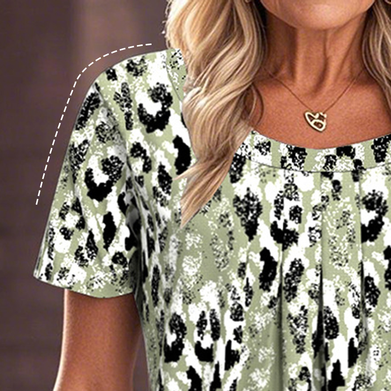 👚 Women's Casual Printed Round Neck Short Sleeve Top — Lightweight Summer T-Shirt | Relaxed Fit | Versatile Everyday Wear