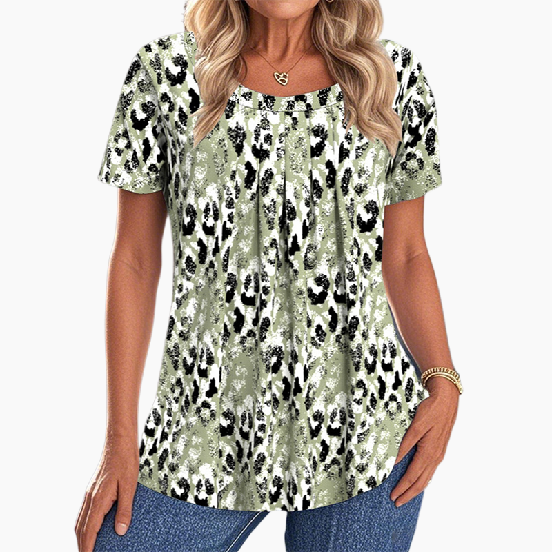 👚 Women's Casual Printed Round Neck Short Sleeve Top — Lightweight Summer T-Shirt | Relaxed Fit | Versatile Everyday Wear
