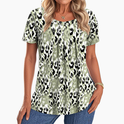 👚 Women's Casual Printed Round Neck Short Sleeve Top — Lightweight Summer T-Shirt | Relaxed Fit | Versatile Everyday Wear
