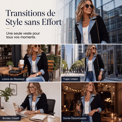 ⌛Dernier jour -50%🔥🧥Veste Femme en Maille & Denim🎁