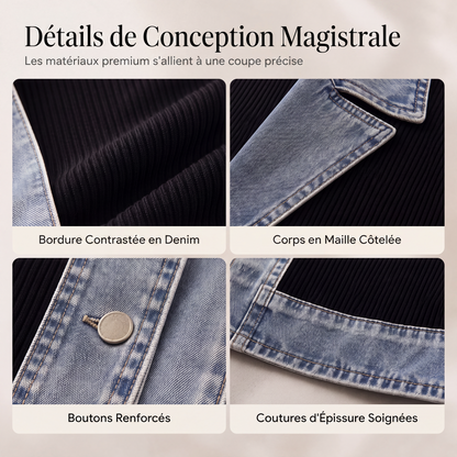 ⌛Dernier jour -50%🔥🧥Veste Femme en Maille & Denim🎁