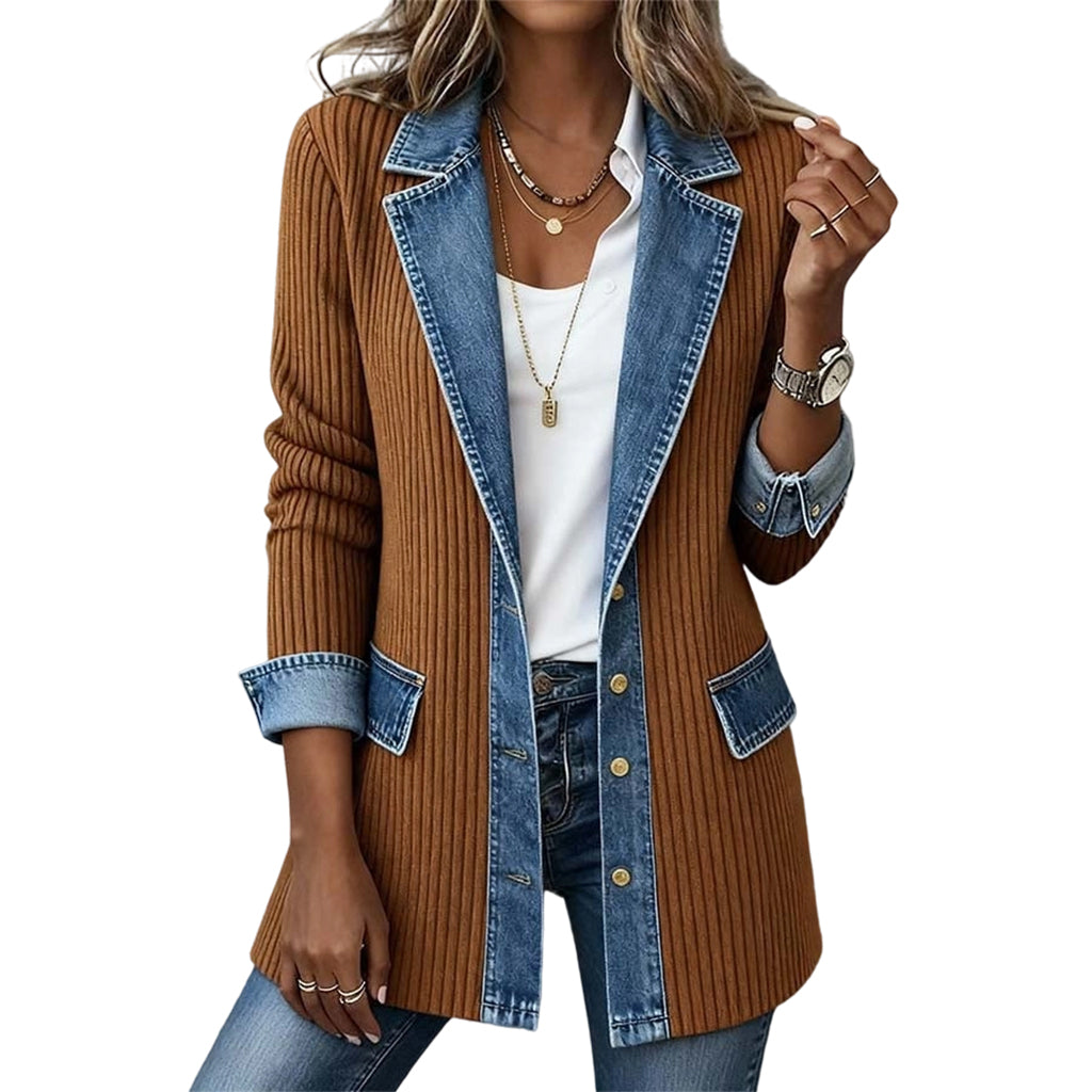 ⌛Dernier jour -50%🔥🧥Veste Femme en Maille & Denim🎁