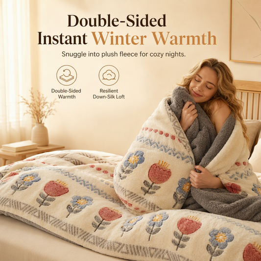 ⏳🔥LIMITED-TIME 50% OFF! ⏰🛌Double-Sided Sherpa Fleece Winter Comforter, thick velvet-warm cozy quilt for cold nights❄️