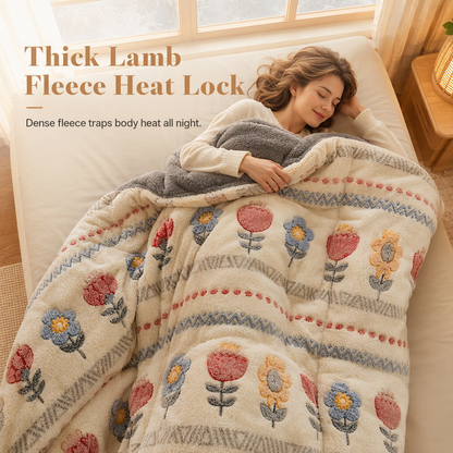 ⏳🔥LIMITED-TIME 50% OFF! ⏰🛌Double-Sided Sherpa Fleece Winter Comforter, thick velvet-warm cozy quilt for cold nights❄️