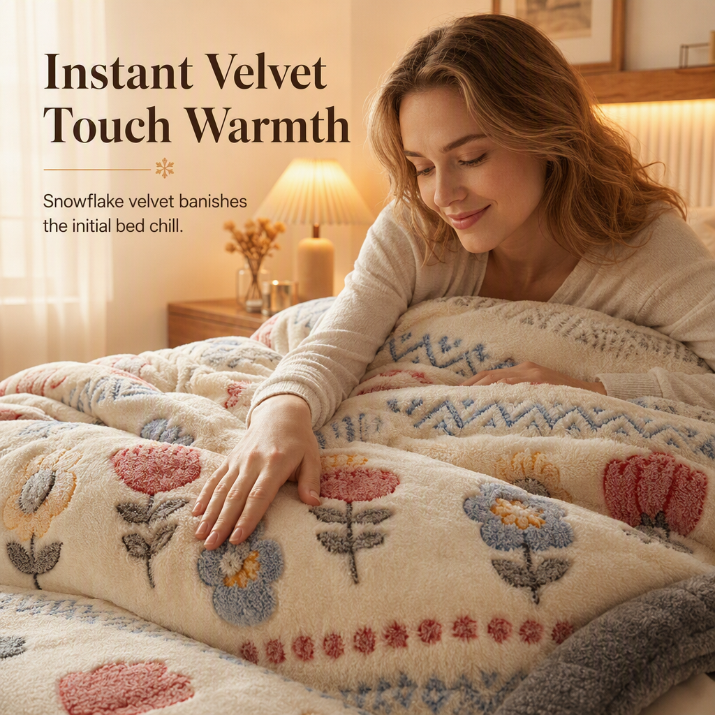 ⏳🔥LIMITED-TIME 50% OFF! ⏰🛌Double-Sided Sherpa Fleece Winter Comforter, thick velvet-warm cozy quilt for cold nights❄️