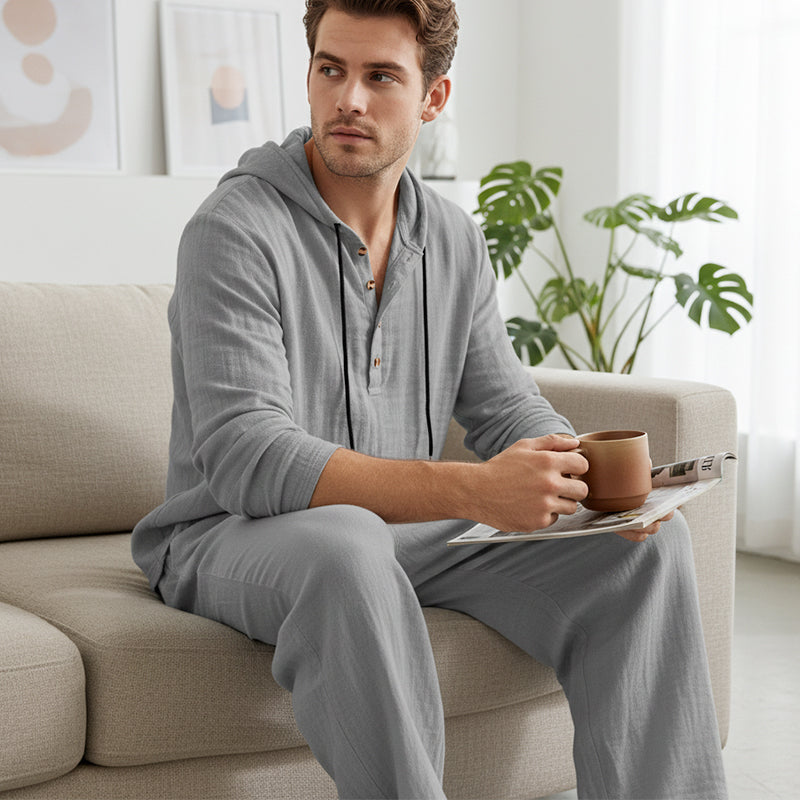 🔈🔈OFFRE À DURÉE LIMITÉE - 50 % DE RÉDUCTION🔥Ensemble 2 pièces pour homme : haut à capuche ample et pantalon