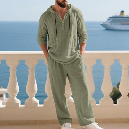 🔈🔈OFFRE À DURÉE LIMITÉE - 50 % DE RÉDUCTION🔥Ensemble 2 pièces pour homme : haut à capuche ample et pantalon