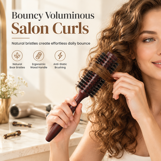 🥳2026 HOT SALE🥳💞50K+ SOLD! 💇✨ 50% OFF! Boar Bristle Round Hair Brush – distributes natural oils for glossy, bouncy salon curls. Dual-height bristles & lightweight grip for easy blow-dry styling! 🛡️💪
