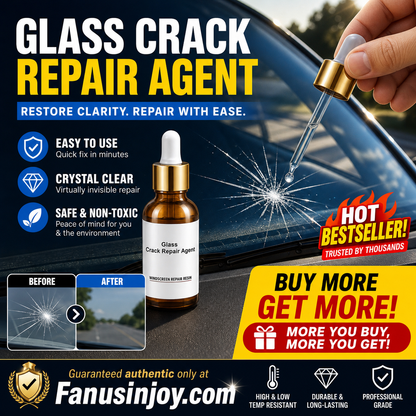 🏆 Last Day Special Price £8.99! 🏭Buy 1 Get 1 Free💦Glass Crack Repair Agent🚗One drop fixes all glass cracks！