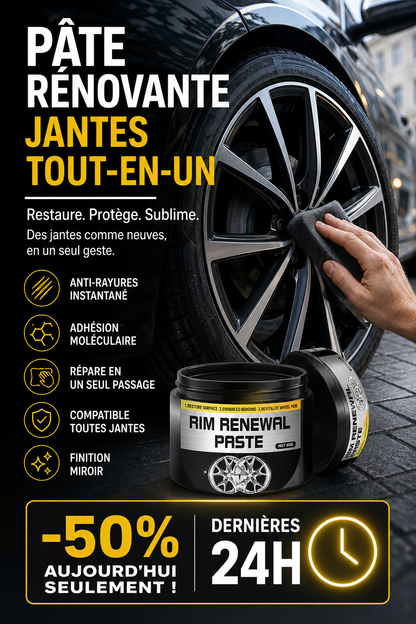 🚗 50% DE RÉDUCTION – Pâte Restauratrice Tout-en-Un pour Jantes – Efface les Rayures, Redonne Brillance & Protège Durablement ✨
